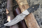 MKS HANDMADE DAMASCUS ART HUNTING DROP-POINT BOWIE KNIFE WITH CORIAN HANDLE