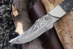 MKS HANDMADE DAMASCUS ART HUNTING DROP-POINT BOWIE KNIFE WITH CORIAN HANDLE