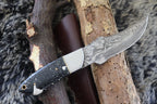 MKS HANDMADE DAMASCUS ART HUNTING DROP-POINT BOWIE KNIFE WITH CORIAN HANDLE