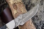 MKS HANDMADE DAMASCUS ART HUNTING DROP-POINT BOWIE KNIFE WITH CORIAN HANDLE