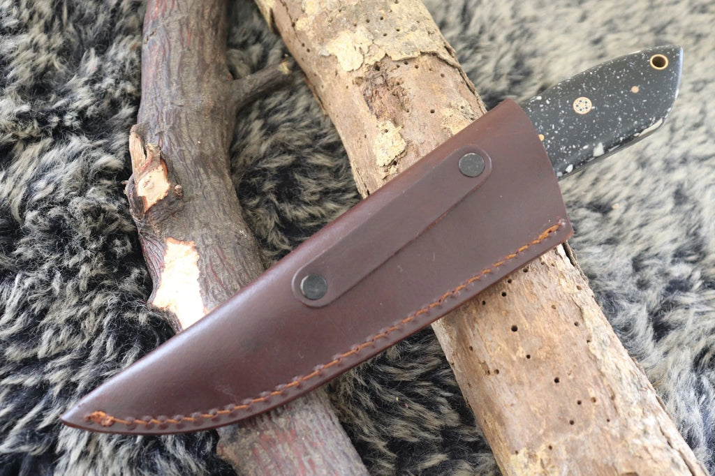 MKS HANDMADE DAMASCUS ART HUNTING DROP-POINT BOWIE KNIFE WITH CORIAN HANDLE