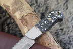 MKS HANDMADE DAMASCUS ART HUNTING DROP-POINT KNIFE WITH CORIAN HANDLE