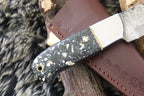 MKS HANDMADE DAMASCUS ART HUNTING DROP-POINT KNIFE WITH CORIAN HANDLE