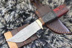 MKS HANDMADE DAMASCUS ART HUNTING CLIP-POINT KNIFE WITH HARD WOOD HANDLE