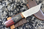 MKS HANDMADE DAMASCUS ART HUNTING CLIP-POINT KNIFE WITH HARD WOOD HANDLE