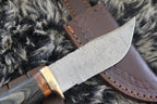 MKS HANDMADE DAMASCUS ART HUNTING CLIP-POINT KNIFE WITH HARD WOOD HANDLE