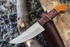 MKS HANDMADE DAMASCUS ART HUNTING CLIP-POINT KNIFE WITH HARD WOOD HANDLE