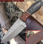 MKS HANDMADE DAMASCUS ART HUNTING SKINNER KNIFE WITH HARD WOOD HANDLE
