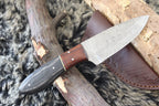 MKS HANDMADE DAMASCUS ART HUNTING SKINNER KNIFE WITH HARD WOOD HANDLE