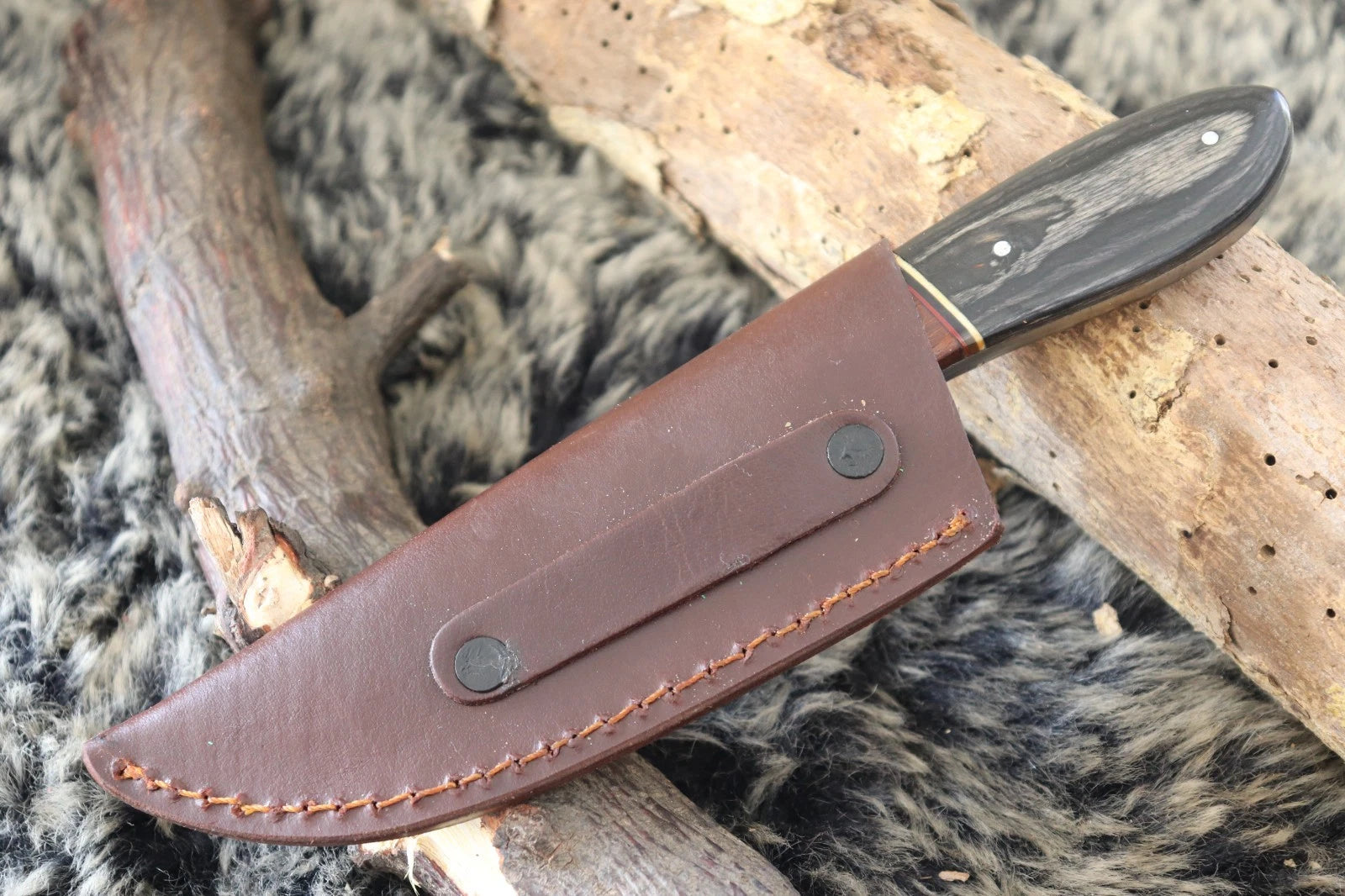 MKS HANDMADE DAMASCUS ART HUNTING SKINNER KNIFE WITH HARD WOOD HANDLE