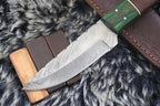 MKS HANDMADE DAMASCUS ART HUNTING DROP POINT KNIFE WITH WALNUT WOOD HANDLE